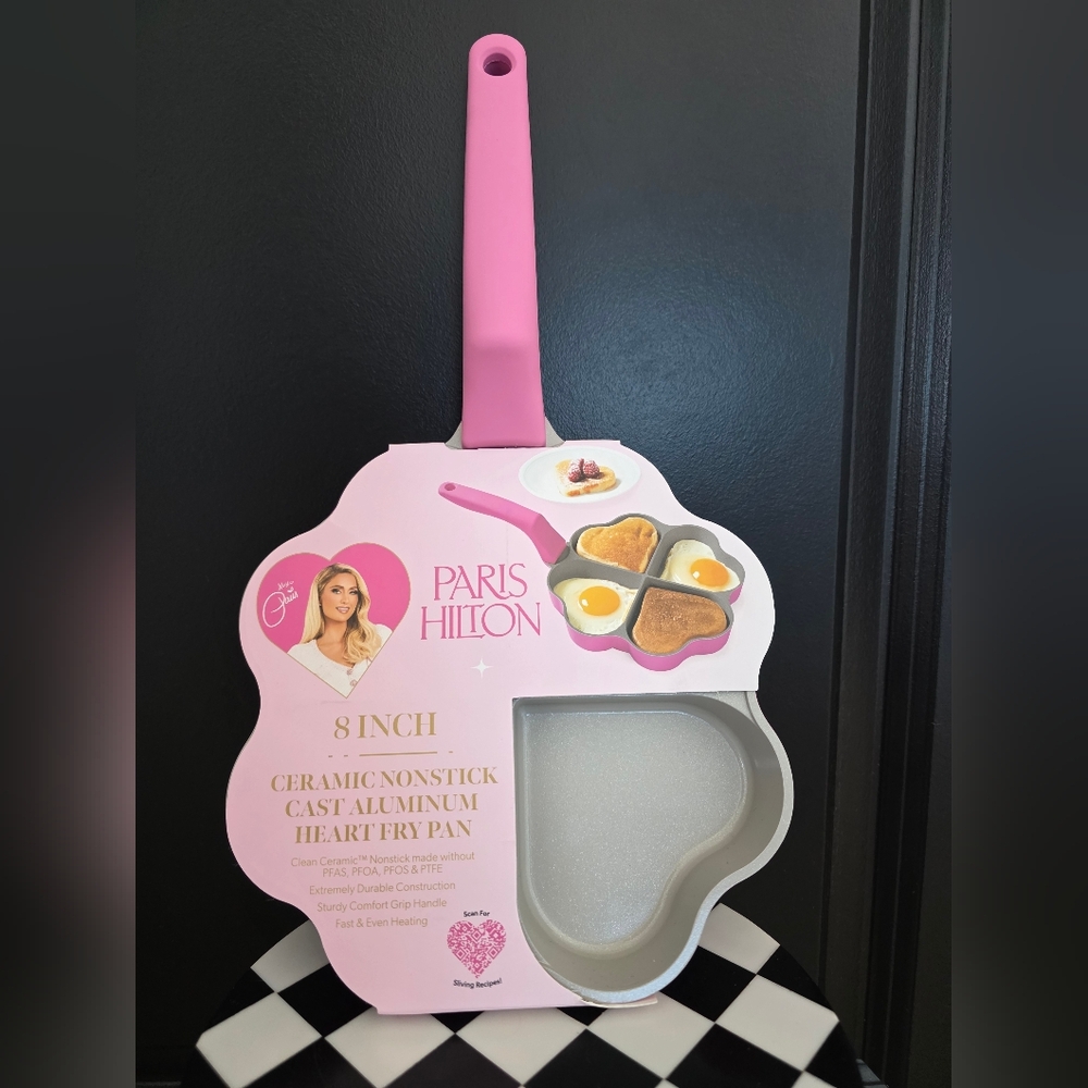 NWT Paris Hilton 8in Pink Heart Ceramic Fry Pan